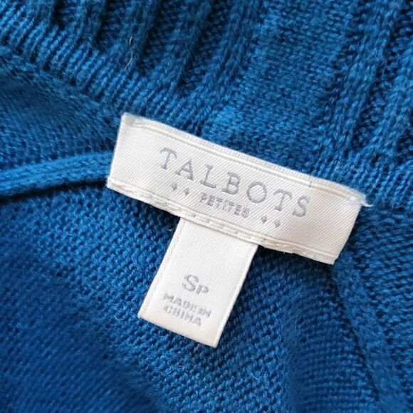 Talbots s/p dark teal cardigan ribbed edge - Picture 7 of 8